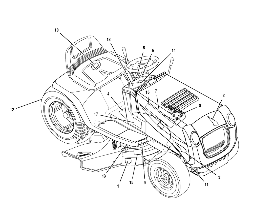 Decals Diagram and Parts List for 405606X50C 2007 Briggs and Stratton Lawn Tractor